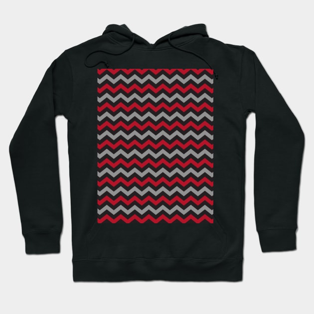 Red Black and Grey Chevron Zigzag Pattern Hoodie by squeakyricardo